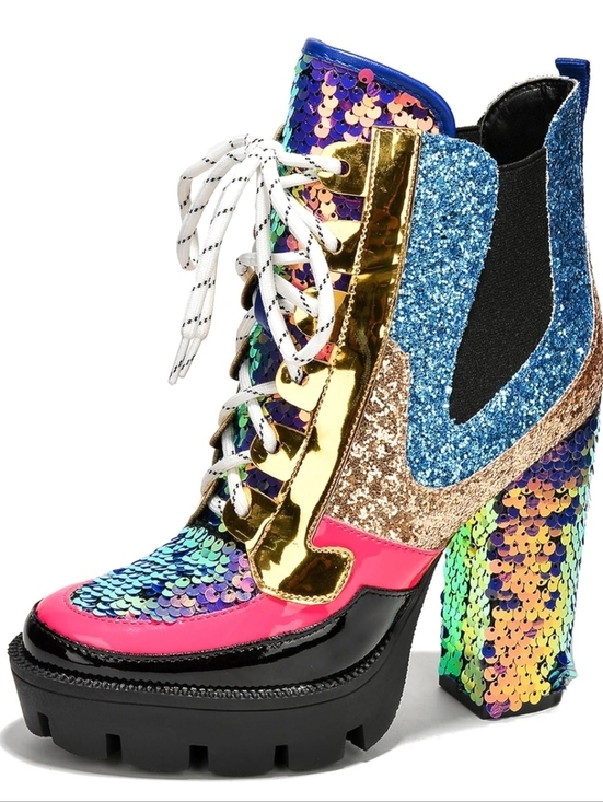 Cape Robbin Shoes - Cape Robbin Heeled Boot Sequin Platform
